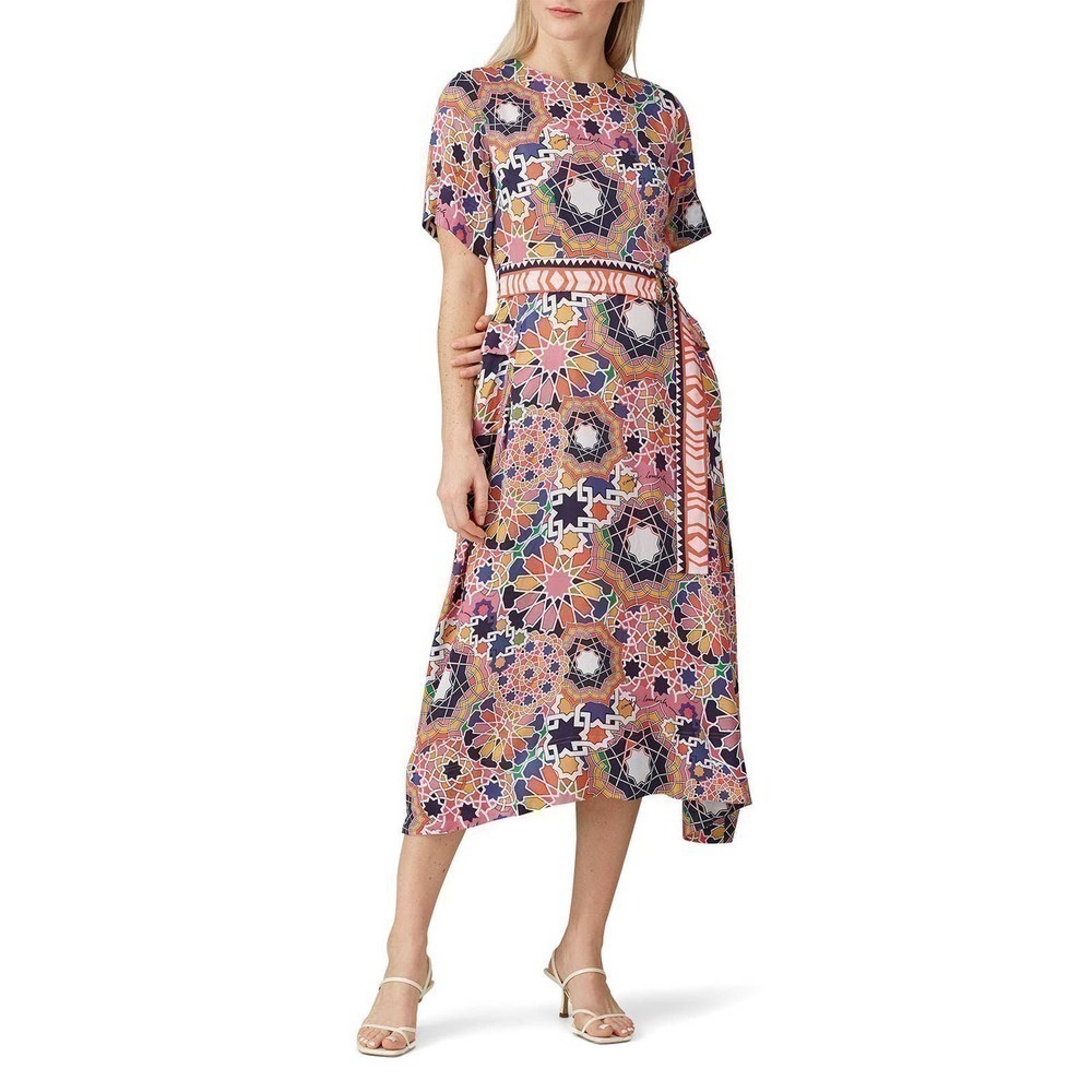 Emily Lovelock Karina Midi Dress Short Sleeve Multicolor Size 14
